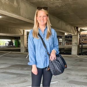 EUC!! LOFT Chambray Oversized Everyday Shirt, XS